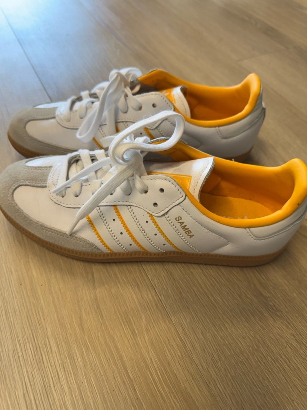 adidas White and Yellow Samba Low-Top Sneakers - Picture 2 of 5